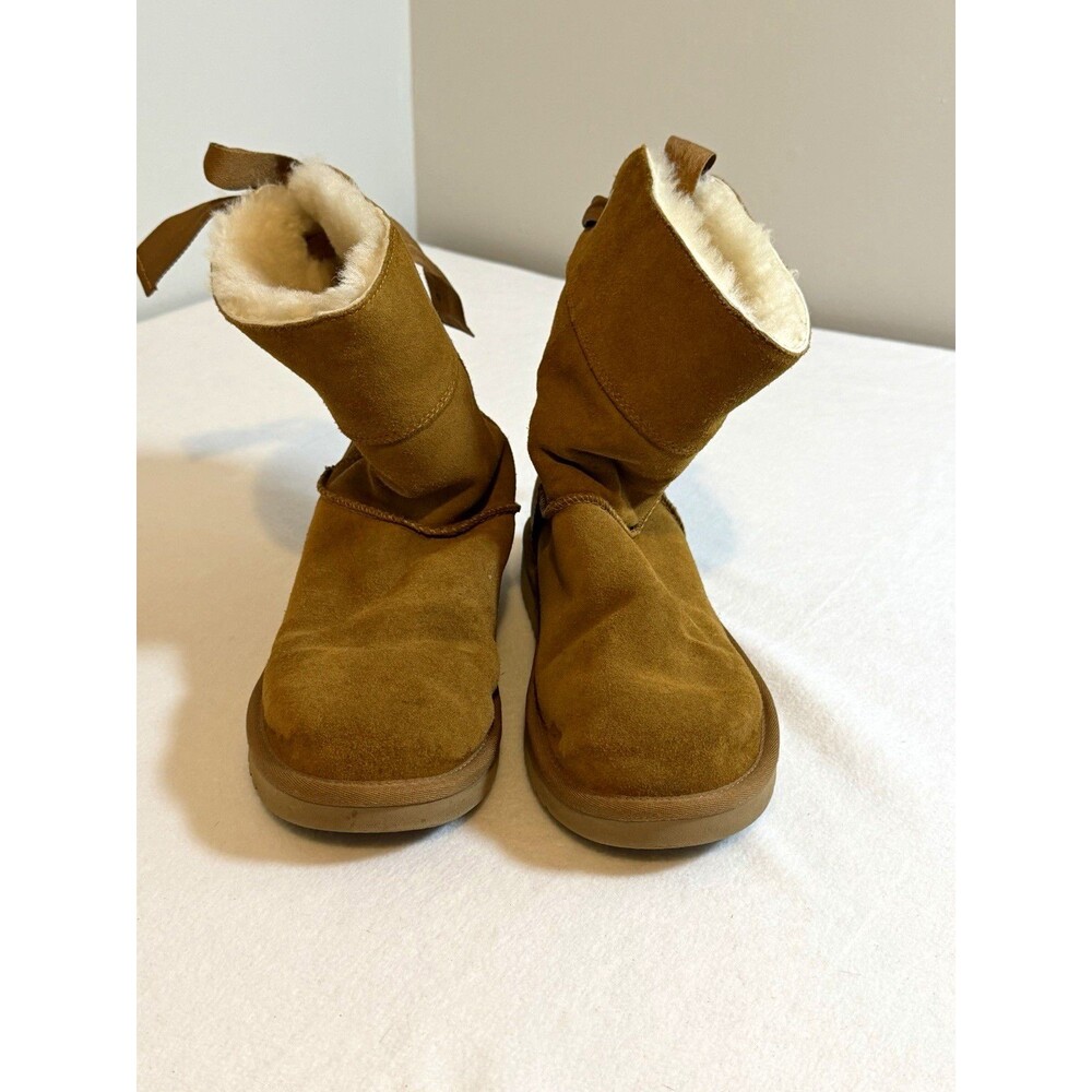 Koolaburra by UGG Brown Suede Faux Fur Lined Bow Ankle Bootie US 7 EU 38